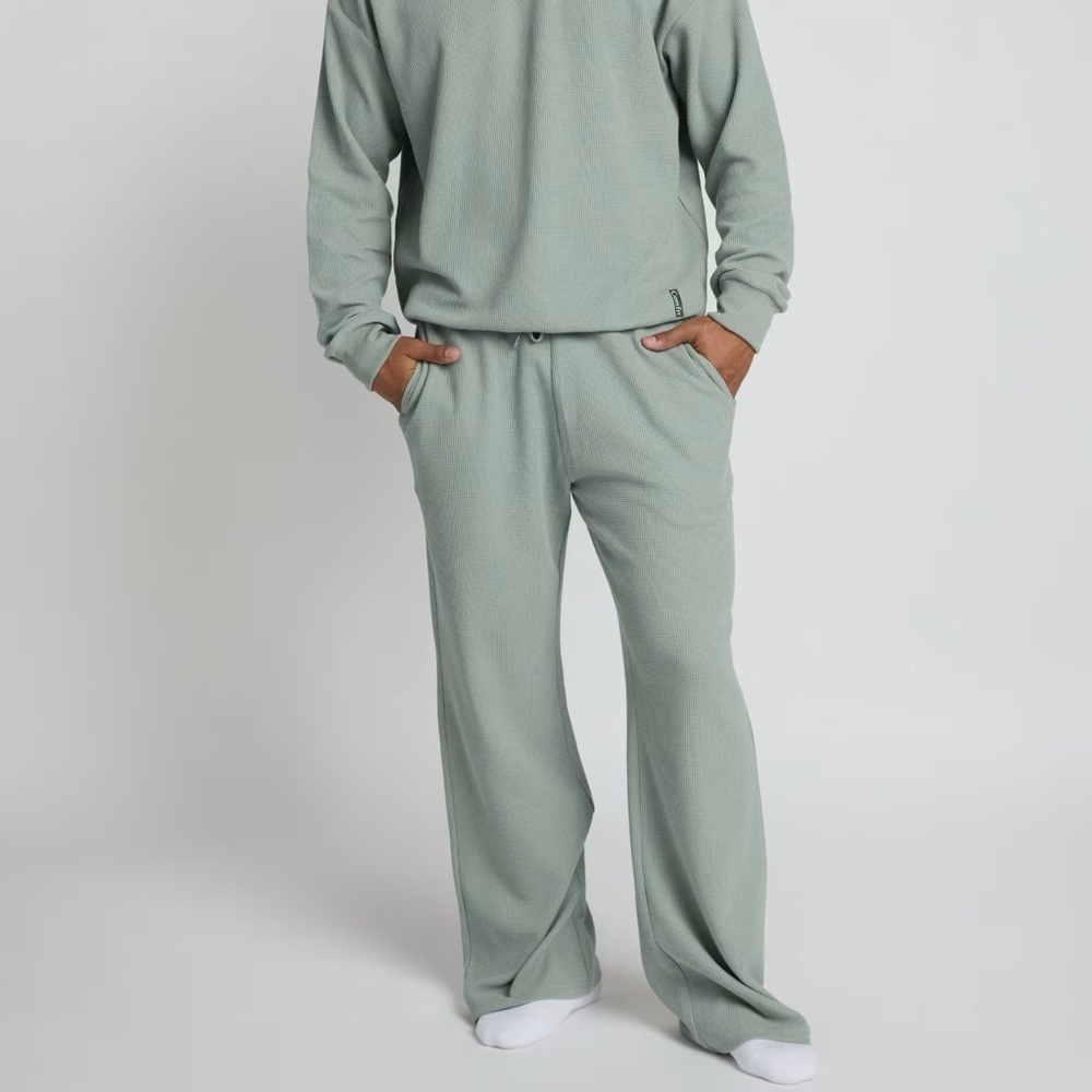 Comfrt Men’s Waffle Lounge Pants Comfy Straight Leg Elastic Waist